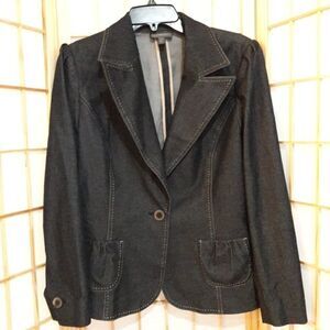 Classiques Charcoal Blue Single Button Blazer